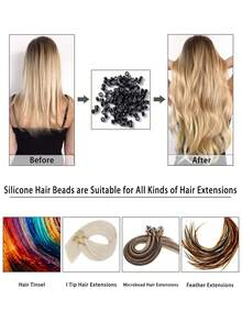 5mm Hair Extentions Beads, Silicone Lined Micro Rings Links, I Tip Weft And Hair Tinsel Beads For Hair Extensions,Multi-Colored - Multicolor - View 6