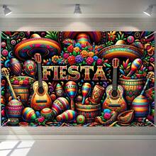 Pancarta de celebración de carnaval - Decoración vibrante con estilo mexicano, perfecta para fiestas y días festivos, sin necesidad de electricidad