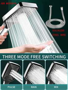 1pc High Pressure Square Shower Head, High Water Flow Rate, Suitable For Home Bath, Water Heater Use