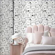 1 pedaço de papel de parede fofo de cachorro para rasgar e colar, decoração de parede autoadesiva de cachorro de 17,7 x 118 polegadas, papel de contato de vinil à prova d'água, adequado para armários de cozinha e fundos de berçário, quartos, banheiros e salas