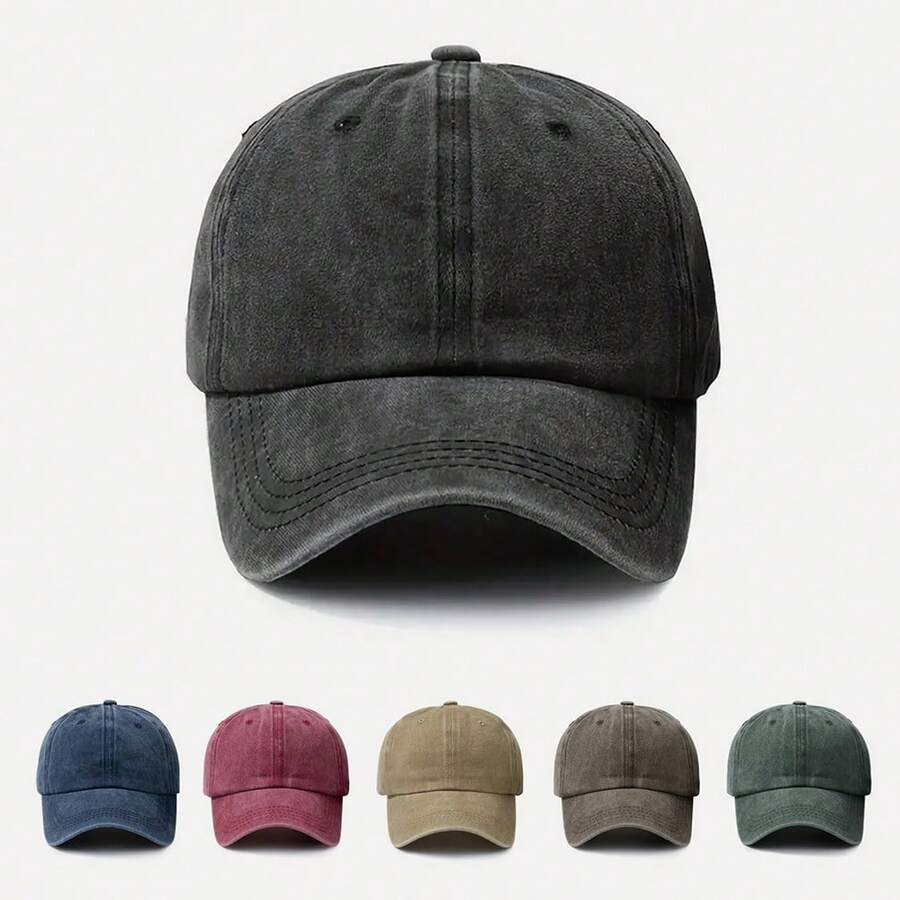 1 Packs American Vintage Washed Distressed Baseball Cap, Golf  Adjustable Dad Hats Gift For Unstructured, Casual Cap, Peaked Cap, Street Baseball Hat, Outdoor Travel Sun Hat, Cotton Hat For Men Women - 彩色 - 查看 1