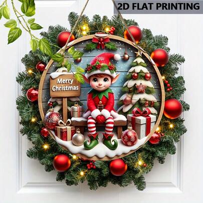 Charming Christmas Elf Acrylic Sign - 20.07cm Round, Perfect For Cafe, Bar, Party & Home Decor | Ideal Gift For Best Friends.