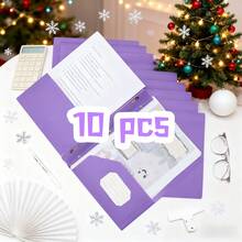 10 Peças/Pacote Pasta Tipo D Americana de PP para Escritório, Clipe em Forma de Girino, Bolsa de Documento de Bolso Duplo