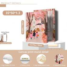 1 pieza Pintura de pared de bruja rosa de Halloween, Pintura de tres niñas pidiendo dulces, arte de pared raro y lindo, imprimible de otoño para habitación de niñas (Marco opcional)