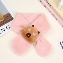 1条儿童围巾，卡通水豚图案，保暖冬季配饰，男女童皆宜，可爱风格，透气针织面料，秋冬季时尚女童围巾