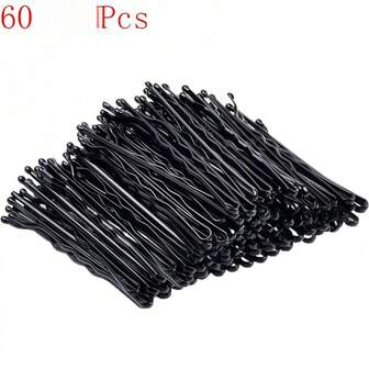 60pcs/Set Black Hair Clips, Women's Invisible Wavy Hair Clips, Hair Accessories For Girls
