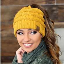 Lazy Ponytail Hole Design, Knitted Ponytail Hat For Women In Autumn And Winter, Lazy Wind Wool Hat, Versatile And Warm - 米色 - 查看 1
