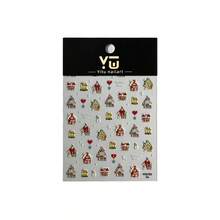 1pc Christmas Nail Stickers, Shell Shine Christmas Candy House Cute Snowman Decorative Stickers, Crystal Diamond Hot Stamping Bow Nail Stickers, Christmas Decorations