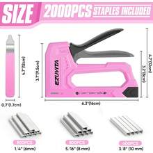Light Duty Staple Gun For Wood, Pink Upholstery Staple Gun Kit With 2000pcs JT21 Staples 1/4, 5/16, 3/8 Inch And Staple Remover, Stapler Gun For Crafts, DIY, Classroom, Decoration - Pink - View 2