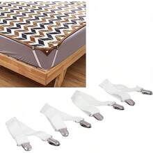 Sujetadores Ajustables para Sábanas, 4 Piezas, con Clips y Bandas Elásticas, Aleación de Zinc (#2) - blanco - Ver 3