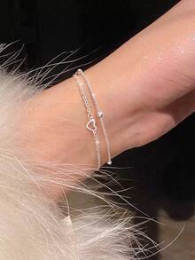 سوار قلب فضة عيار 925 للحظ، هدية للنساء للارتداء اليومي وأعياد الميلاد، تصميم أصلي أنيق وكلاسيكي، مجوهرات راقية للحفلات