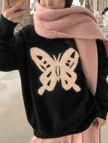 Alicedudu Suéter de mujer para otoño/invierno, jersey de cuello redondo tejido con patrón de bloques de color dulce