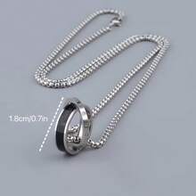 Stainless Steel Double Ring Buckle Necklace With August Birthstone Synthetic Gemstone - Unisex  Jewelry, Black Versatile Daily Layering Chain - Necklace 23.62 Inches - Double Ring - View 4