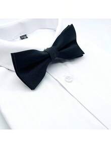 Men Solid Bow Tie Casual - Black - View 4
