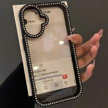 Clear Sparkly Luxury Phone Case , Double-Sided Diamond-Studded Three-In-One Phone Case, Tough Soft Edge And Hard Back Panel, Multiple Protections To Prevent Damage To The Phone,Shockproof Phone Protective Case For IPhone 17promax 16pro 15 14 13 12 - màu đen - Xem 1