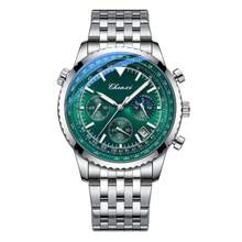 1 buc. Ceasuri de cuarț pentru bărbați la modă, din oțel inoxidabil multifuncțional, cronograf cu dată, impermeabil, cu indicator luminos, ceas de mână potrivit pentru ocazii de afaceri