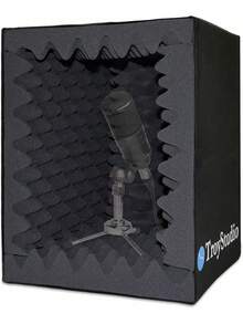 TroyStudio Portable Vocal Booth, Large Foldable Microphone Isolation Shield, Music Recording Studio Sound Echo Absorbing Box, Desk & Stand Use Reflection Filter With Thickened Dense Acoustic Foam