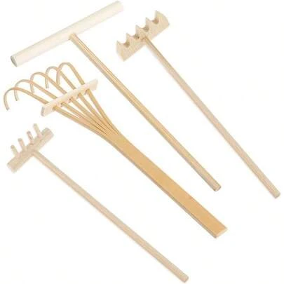 4pcs Zen Garden Rake Kit - Miniature Tabletop Japanese Rock Sand Zen Garden Accessories