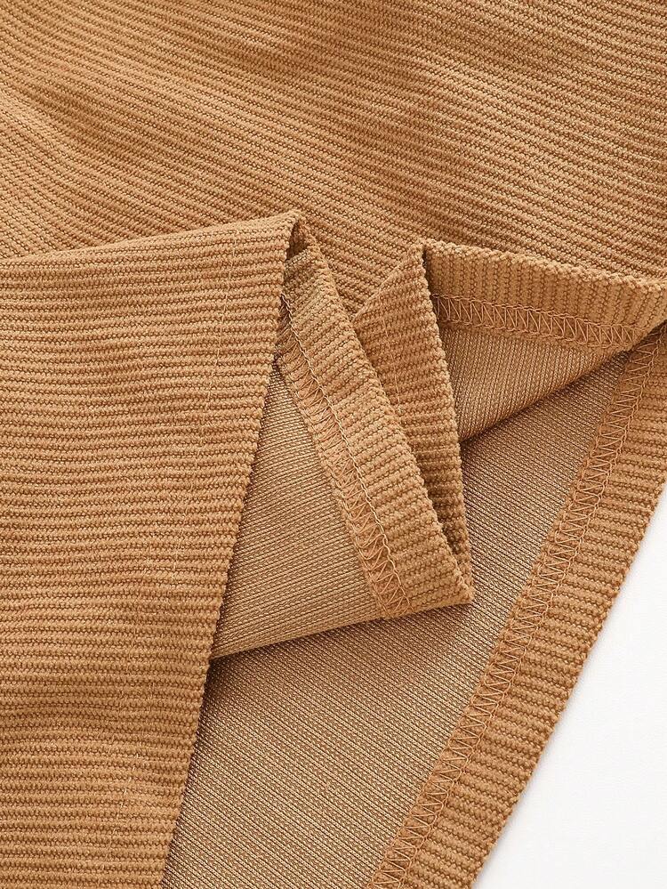 فستان أنيق بياقة مستديرة للبنات، خريف/شتاء - بني - مشاهدة 7