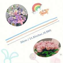 101pcs Multicolor Pipe Cleaner Set Including 100pcs Chenille Sticks With Step-By-Step Tutorial Video, Craft Pipe Cleaners, DIY Craft Flower Project Chenille Stem Holiday Decorations (Light Color Series) - Multicolor - View 4