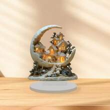 ديكور كوخ عيد الميلاد بطراز بوهيمي من الاكريليك - بمقاس 15.01 سم * 14.0 سم مع أضواء احتفالية، مثالي للمنزل والمكتب والغرفة والمقهى - هدية مثالية لجميع المناسبات