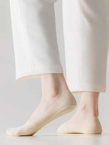 1/2/4/6 Đôi tất đi thuyền cho nữ, tất ngắn mỏng chống trượt, không lộ, vô hình, kiểu dáng mới giống lụa - Nhiều màu - Xem 4