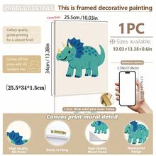 1 gerahmtes/Leinwand Wandkunst, Dinosaurier Tier Thema Dekoration. Badezimmer Wanddekoration. Themen Poster, Schlafzimmer Dekoration, Raumdekoration, Heimdekoration, Ornamente, Winterdekoration für Zuhause, Wanddekoration. Geeignet für Kinderzimmer, Kinderzimmer, Jungen- und Mädchen-Partyräume, Kita-Klassenzimmer Dekoration, wasserfestes Material. Kopfteil Dekorative Tapete, Party Deko Geschenke. Badezimmer Wanddekoration.