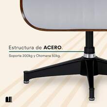 Sillón Reclinable MUBSON con Otomana de Cuero Genuino.Sillón de salón.Sillon con Reposapiés.Sillón Moderno para Sala, Recámara o Consultorio Silet.Sillón de descanso.(Negro) - blanco - Ver 3