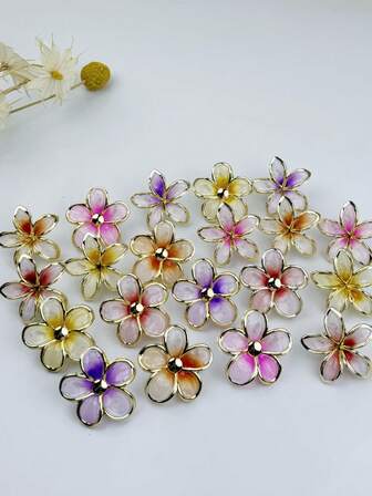 20pcs Gradient Candy Colored Flower Hair Clips, Small Hair Clips, Sturdy And Durable, Women's Hair Accessories, Do Not Damage Hair, Beach Vacation Accessories, Bohemian Style, Suitable For Wedding Parties, Christmas And Halloween Parties Fashion Claw Clips Winter Hair Clutch