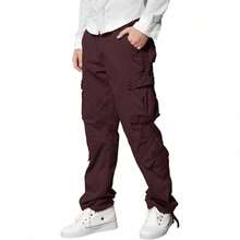 Men's  Cargo Pants - Wine Red - View 2
