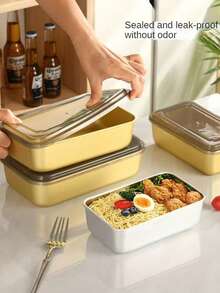 1/4/6pcs Lightweight And Durable Rectangular Aluminum Lunch Boxes/Bento Boxes ,Suitable For School Lunches, Office Lunches, Kitchen Refrigerator Storage, Fruit Salad Storage, Outdoor Picnic Storage, And Grain Storage. These Leak-Proof, Airtight Boxes Can Be Used To Store Lunches, Meats, Pickles, Fruits, And Vegetables.