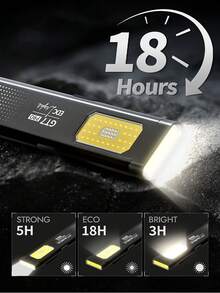 Lanterna Magnética COB de 550 Lúmens com Carregamento USB-C, Luz Portátil à Prova d'Água IPX4 para Reparos Automotivos, Camping, Emergência, Cabe na Caixa de Ferramentas e Mochila