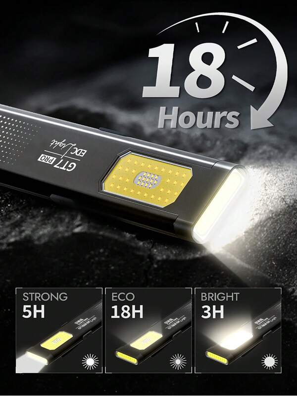 Lanterna Magnética COB de 550 Lúmens com Carregamento USB-C, Luz Portátil à Prova d'Água IPX4 para Reparos Automotivos, Camping, Emergência, Cabe na Caixa de Ferramentas e Mochila