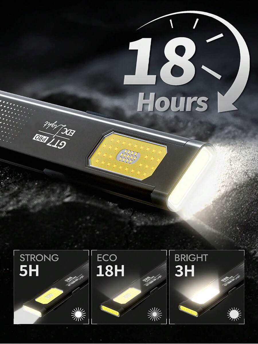 Lanterna Magnética COB de 550 Lúmens com Carregamento USB-C, Luz Portátil à Prova d'Água IPX4 para Reparos Automotivos, Camping, Emergência, Cabe na Caixa de Ferramentas e Mochila