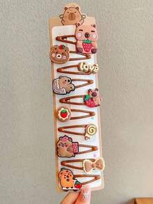 10 chiếc kẹp tóc hình chuột lang nước cho bé gái, kẹp tóc hoạt hình dùng cho tóc mái và tóc bên, không làm hư tóc. - Nhiều màu - Xem 9