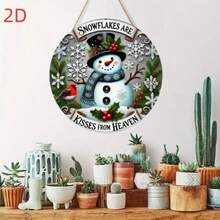 Panneau en bois décoratif de couronne de bonhomme de neige de Noël charmant - Décoration 2D polyvalente et ronde, convient pour la maison, le bureau et les célébrations de fêtes
