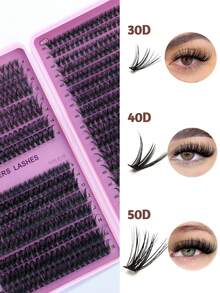 640pcs Cluster False Eyelashes, Thick Curly Eyelash Extension Kit, D-Curl, 8-16mm Mixed Length, DIY Eyelash Extension Set, DIY Lower Lash Extension Tutorial, Fluffy Soft Individual Lashes, Create Voluminous Natural Y2K Butterfly Makeup Effect, Easy DIY Long-Lasting Eyelash Glue, DIY Remover, DIY Eyelash Tweezers (20D+30D+40D+50D Lower Lashes) - Black - View 4