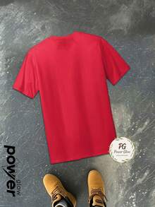 JESUS HEALS THE BROKEN Men's Graphic Tee Y2K,  Fashion Street Style Same Gender Design. It's A Pure Cotton Casual T-Shirt For Spring And Summer, With A Round Neck And Short Sleeves - 紅色 - 查看 2