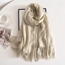 Extra Large Cotton Linen Shawl Wrap For Women, Elegant Scarf With UV Protection Breathable Lightweight Cover Hijabhalloween - 卡其色 - 查看 9