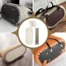 3pcs DIY PU Leather Crochet Bag Making Kit - Includes Strap, Base And Zipper Closure - Pre-Punched Holes For Easy Weaving And Sewing - Handmade Tote, Shoulder And Crossbody Bag Craft Set - Ideal For Beginners, Holiday Gifts And Handicraft Classes