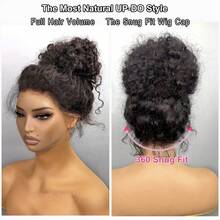 36 Inch Invisi Strap 360 Lace Wigs Human Lace Wigs 250% Density Deep Wave Lace Front Wigs Human Hair Drawstring Wig Human Hair Glueless 360 HD Full Lace Wig Brazilian 15A Curly Human Hair Wig Pre Plucked 13x4 Lace Frontal Wig For Women Natural Black Color