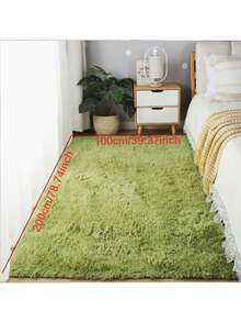 柔软现代大号长毛地毯，适用于卧室、客厅、宿舍、家居装饰，绒毛蓬松，草绿色，舒适百搭，是理想的装饰地毯。