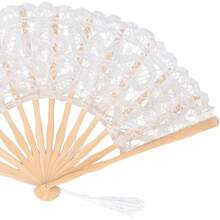 Mumusuki Abanico de mano, diseño de encaje de huesos, hermoso y atractivo abanico, ampliamente utilizado como para espectáculos de danza para decoración - 1 - Ver 9