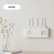 Caja de almacenamiento para enrutador colgante en la pared, WIFI inalámbrico, soporte de almacenamiento montado en la pared para TV, para sala de estar, dormitorio - Blanco - Ver 5