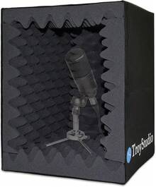 TroyStudio Portable Vocal Booth, Large Foldable Microphone Isolation Shield, Music Recording Studio Sound Echo Absorbing Box, Desk & Stand Use Reflection Filter With Thickened Dense Acoustic Foam