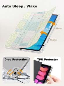 xercxerc Patchwork Floral Gingham Polka Dot Pattern Flip  PU/TPU Hybrid Case With 360 Folding Stand, Pencil Slot, Shockproof Drop Protection, Auto Wake Sleep For IPad Pro 11/12.9/10.9 (2025/2024), IPad Air 10.9/10.5, IPad Mini 8.3, Galaxy Tab S10+/S9+/S8+, Including IPad Air 11 Inch Case, IPad A16 Case, IPad 9th/10th/11th Generation Case, Fall Ipad Case, Back To School - 藍色 - 查看 8