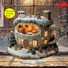 بيت الزنجبيل، حامل عرض أكريليك للطاولة، ديكور عيد الميلاد والعطلات، أسلوب بوهيمي، ديكور المنزل والمكتب، هدية مثالية، متعدد الوظائف، بدون نص