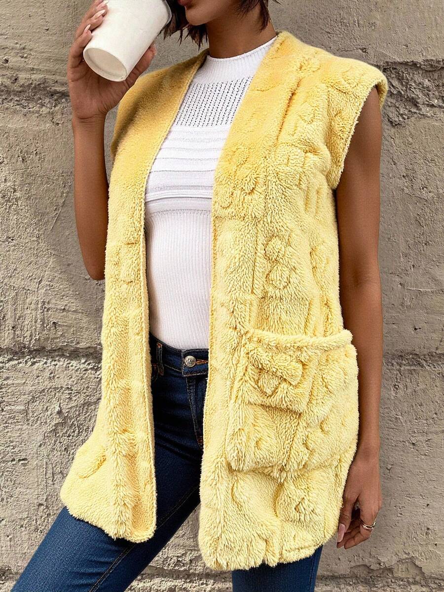 Chaleco de invierno forro polar para mujer - Amarillo - Ver 1