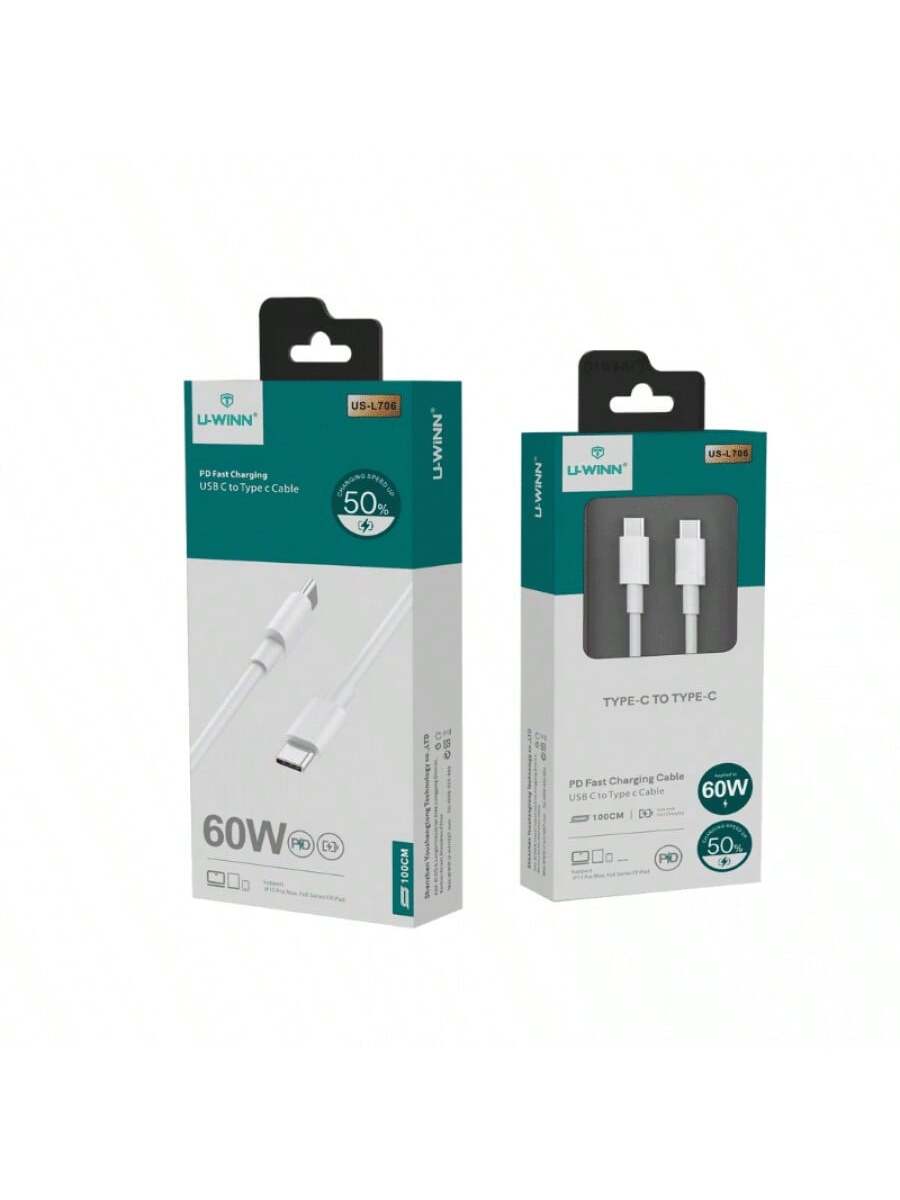 L706 Cable Tipo C To Tipo C PD 60W 1M Blanco USB 3.0