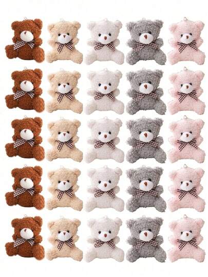 1pc/2pcs/5pcs/10pcs Mini Plush Bear Toys, Small Plush Bear Cute Soft Plush Animal Toy Gifts, Suitable For DIY Key Chain Birthday Baby Shower Wedding Party Gifts.